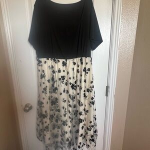 Elegant Black and White Floral Dress